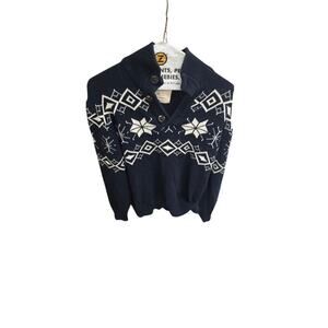 Weatherproof Vintage Navy Fair Isle Shawl Collar Sweater – Men’s Medium